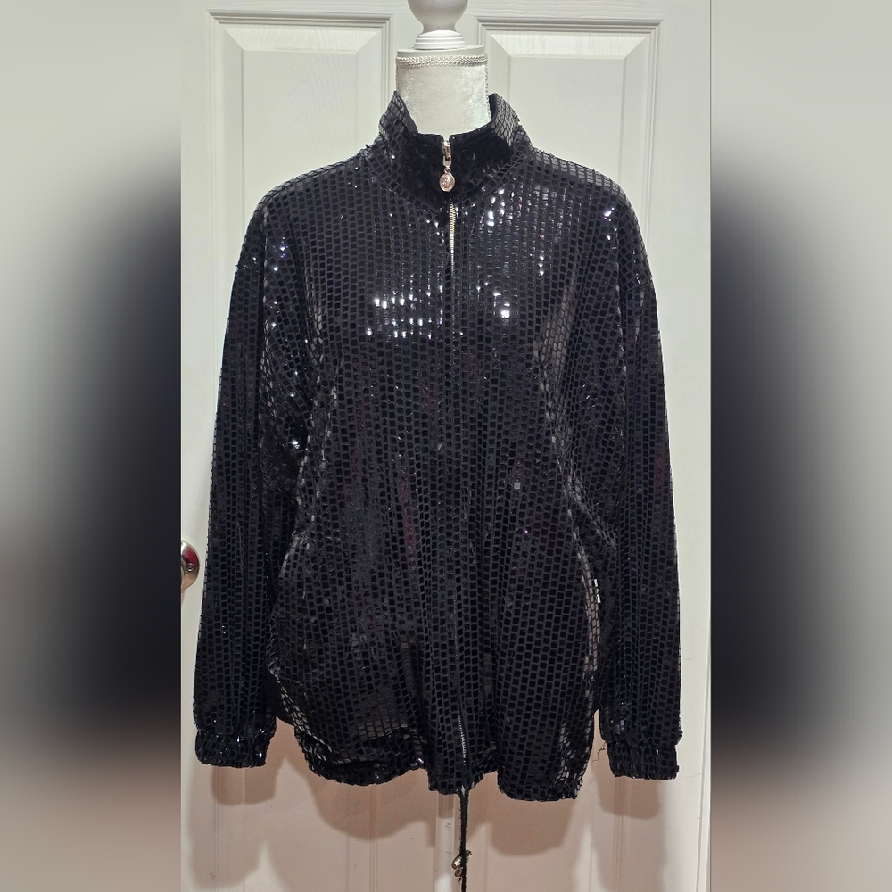 Vintage Damee New York Sequin Black Reversible Jacket